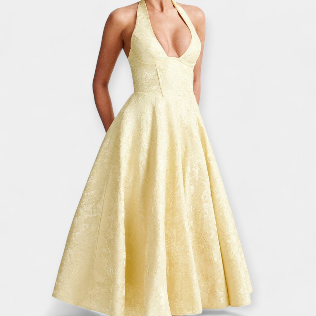 Midi Dress with Open Back and Stylish Corset