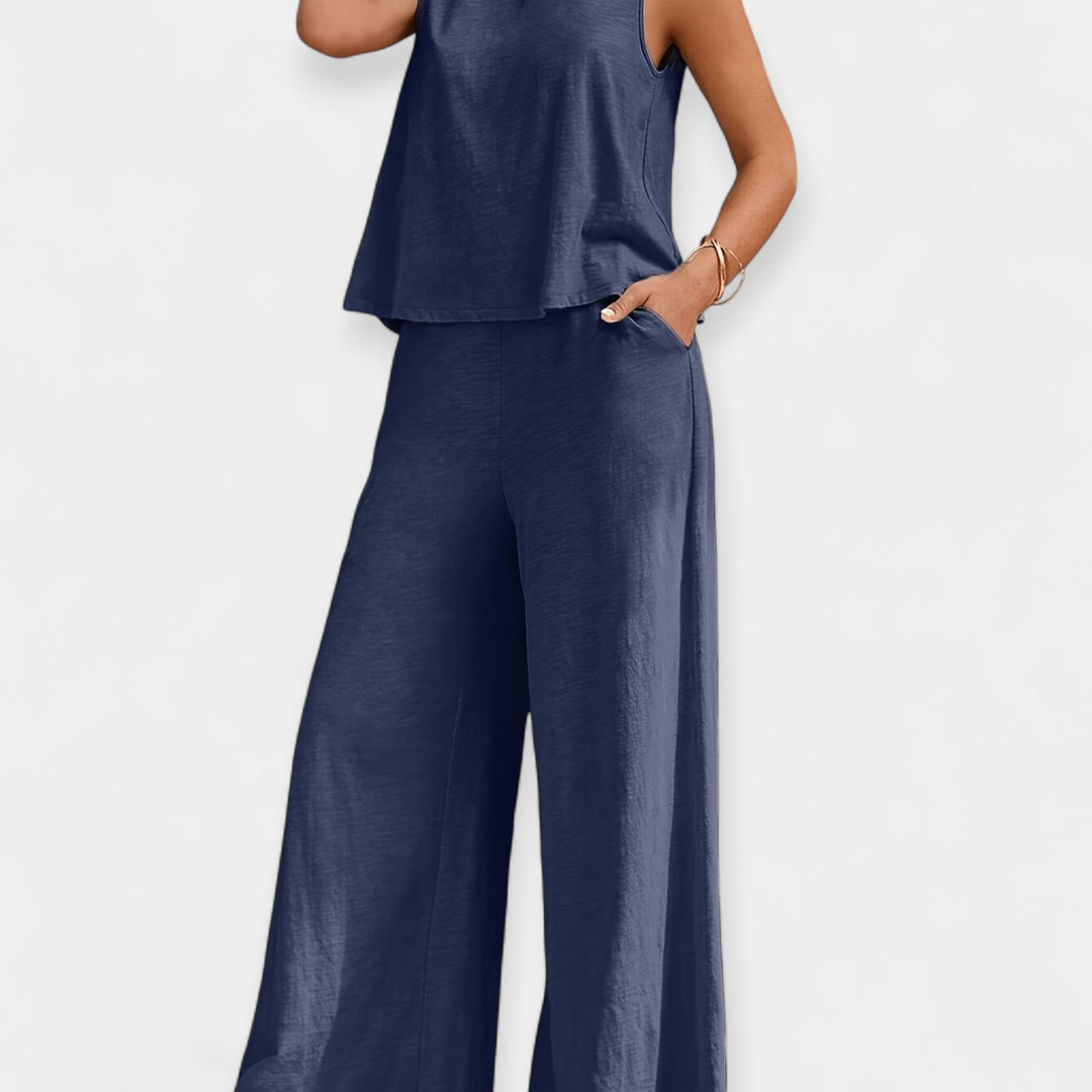 Set of Sleeveless Top and Wide Pants