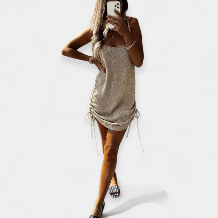 Sleeveless Knit Dress with Belt