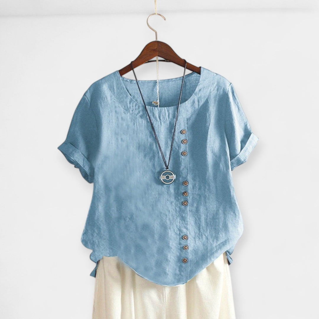 Short Sleeve Blouse with Buttons