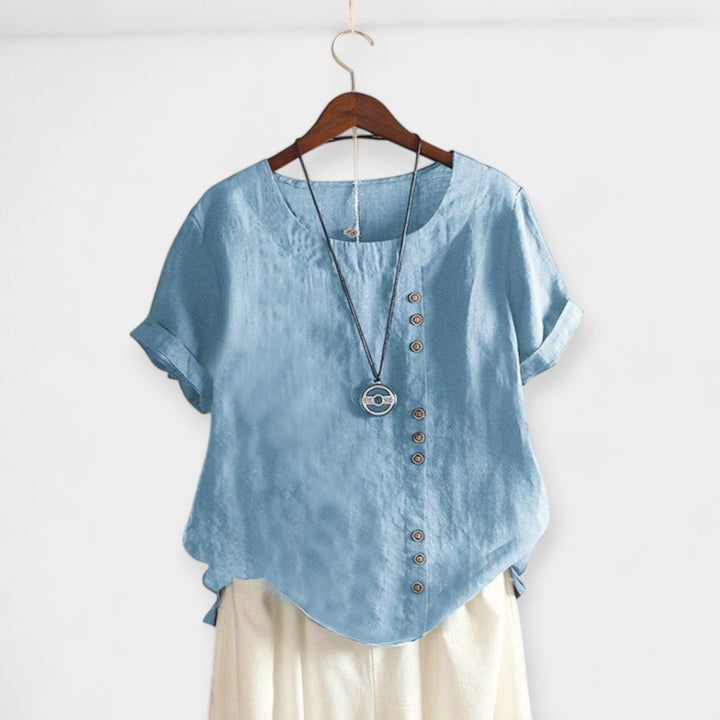 Short Sleeve Blouse with Buttons
