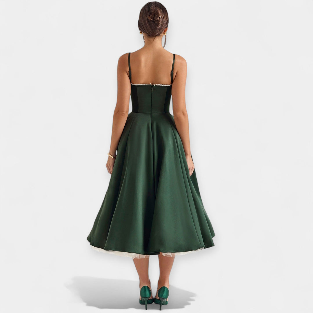 Midi Dress with Tulle Transparencies