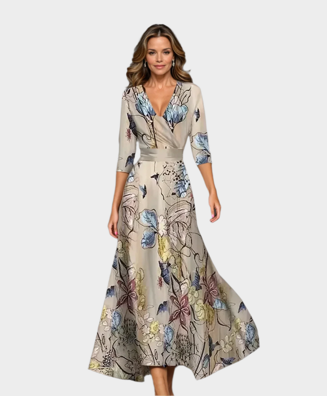 Midi Dress with High Waist and Relaxed Fit