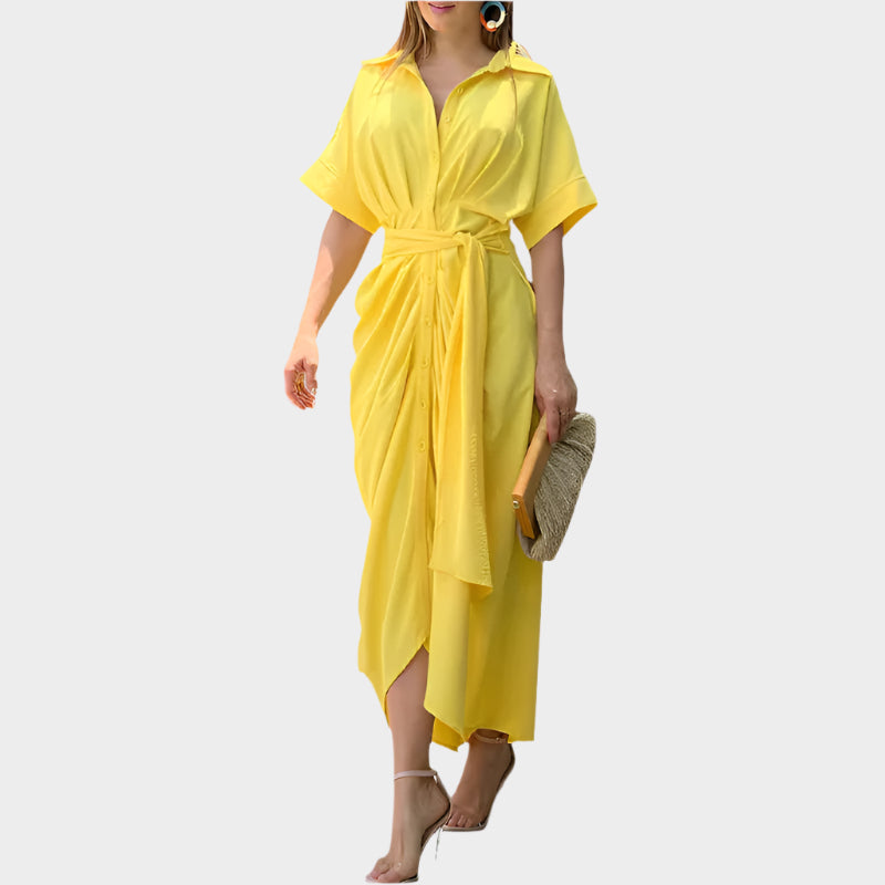 Dress with Puff Collar and Elegant Line