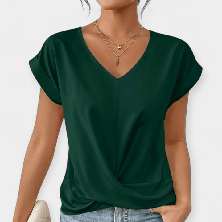 V-Neck Short Sleeve Blouse