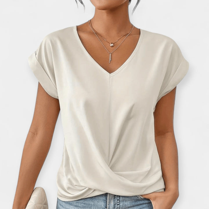V-Neck Short Sleeve Blouse