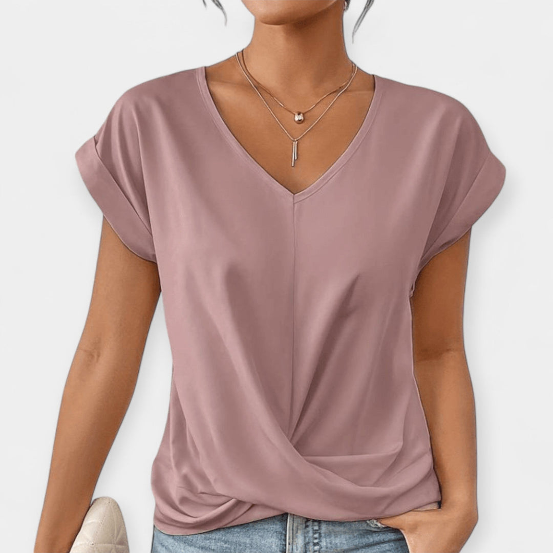 V-Neck Short Sleeve Blouse
