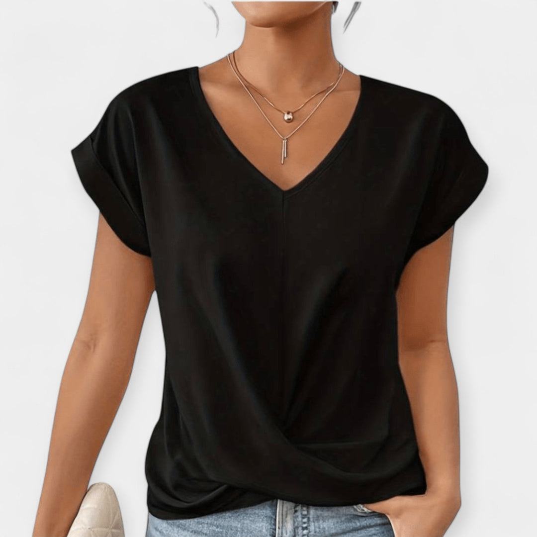 V-Neck Short Sleeve Blouse