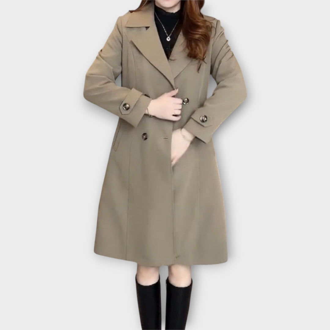 Classic Double-Breasted Long Trench Coat