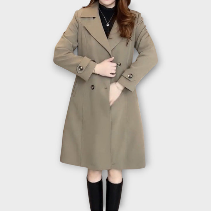 Classic Double-Breasted Long Trench Coat
