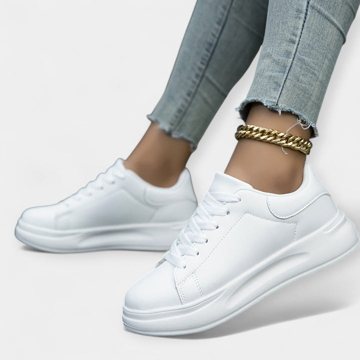 White Leather Sports Sneakers