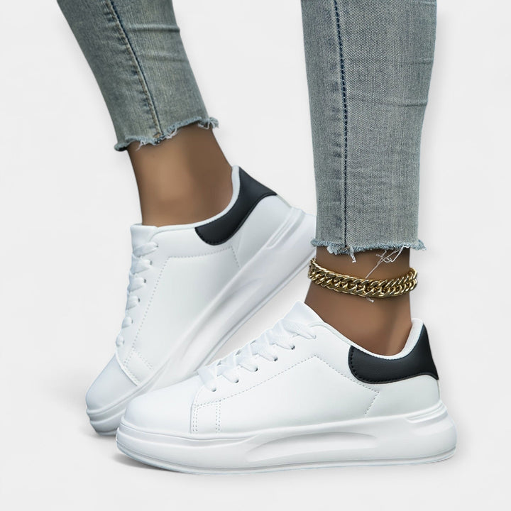 White Leather Sports Sneakers