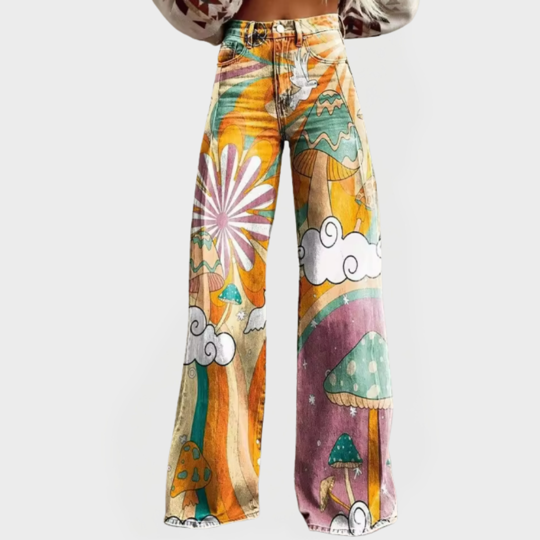 Pants with Psychedelic Mushroom Design