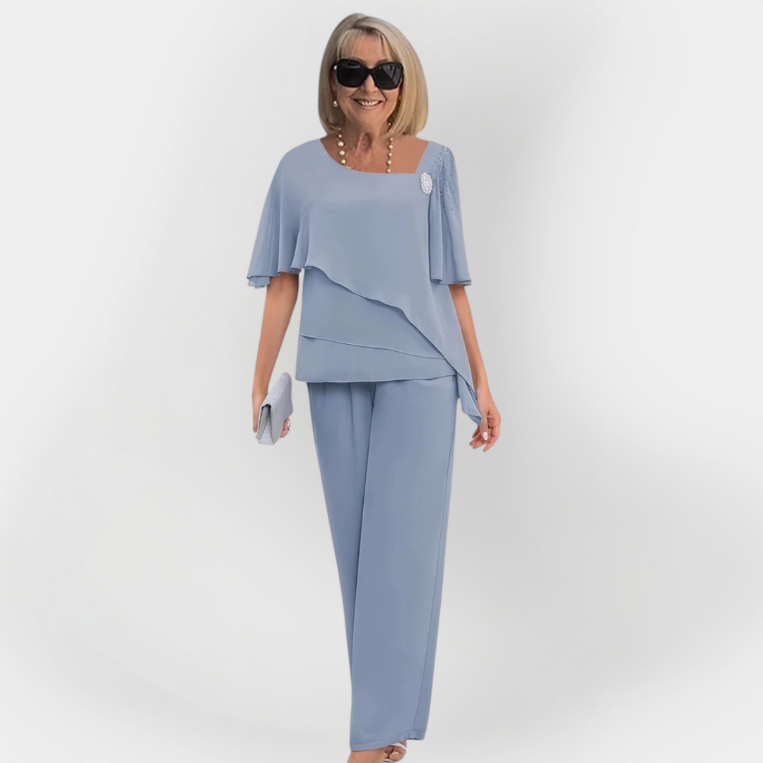 Elegant Double Set of Blouse and Pants