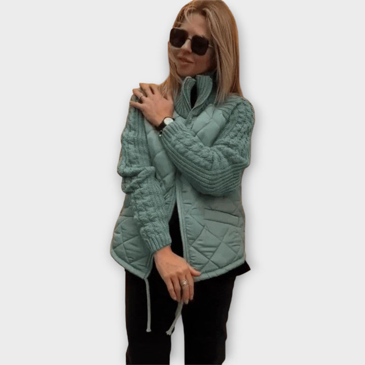 Jacket with Knitted Details and Modern Fit