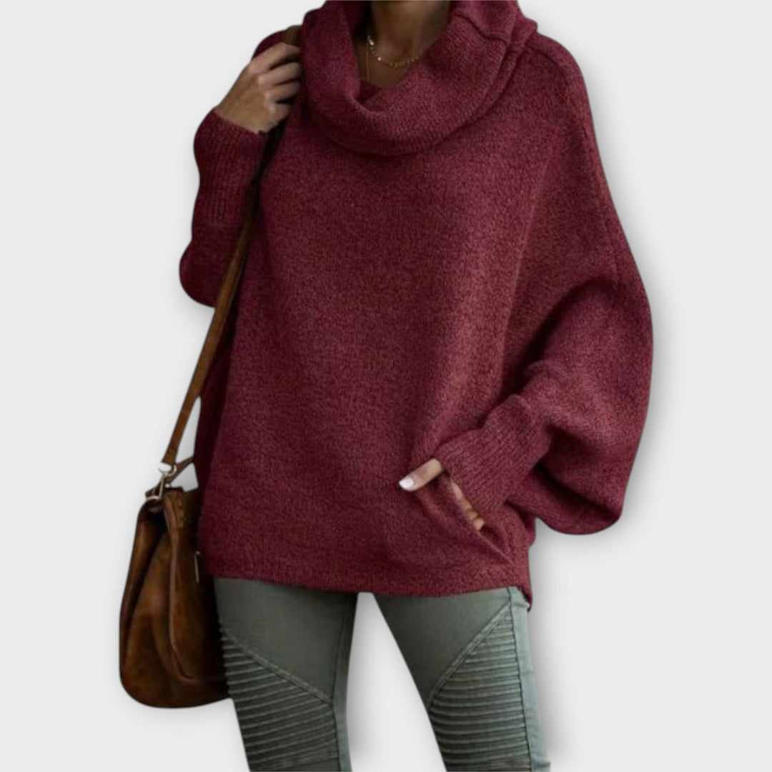 Oversized Cowl Neck Sweater with Relaxed Fit