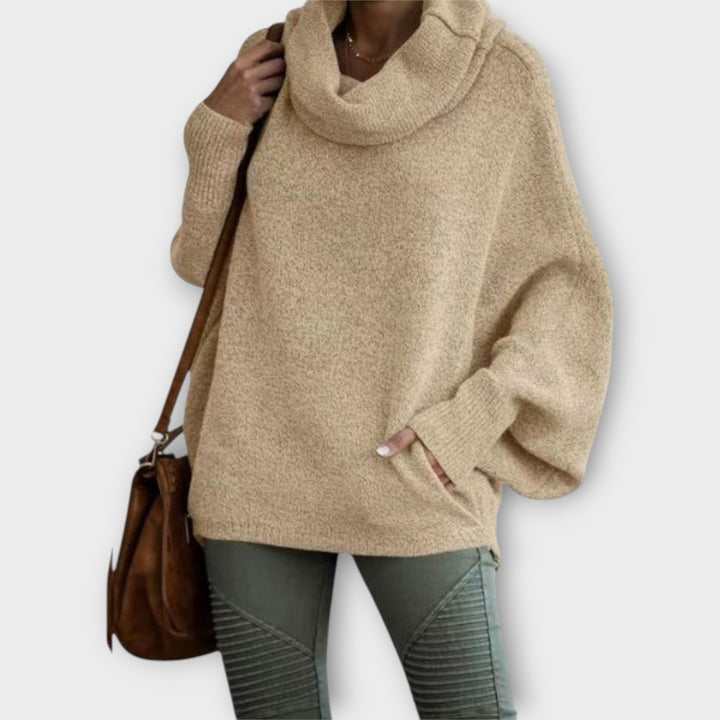 Oversized Cowl Neck Sweater with Relaxed Fit