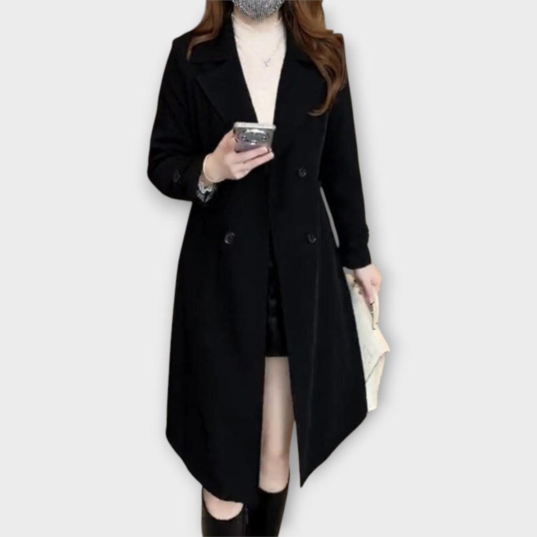 Classic Double-Breasted Long Trench Coat