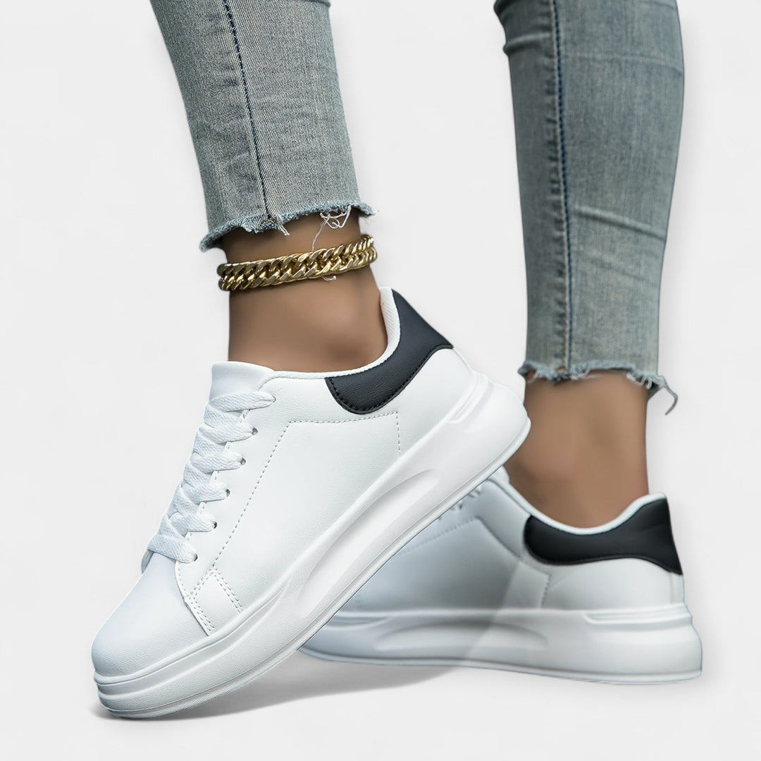 White Leather Sports Sneakers