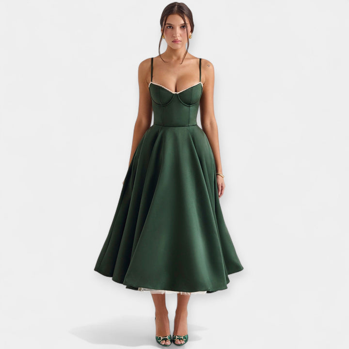 Midi Dress with Tulle Transparencies