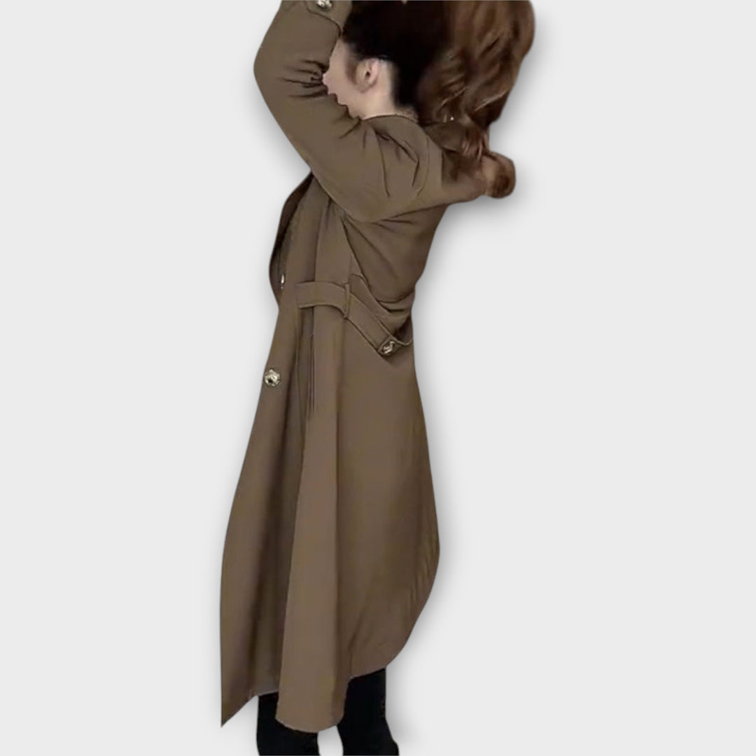 Classic Double-Breasted Long Trench Coat